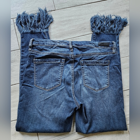 Blank NYC Distressed Fringe Ankle Jeans in Blue - Picture 2 of 6